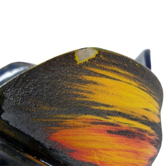 Artist Signed Tulip Petal Leaf Flame Vase Persian Rose Bowl Planter 5.5" READ - Picture 4 of 6